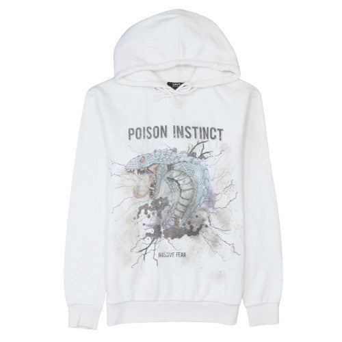 SMOG Men's White Graphic Snake Pullover Hoodie Size S Regular Fit