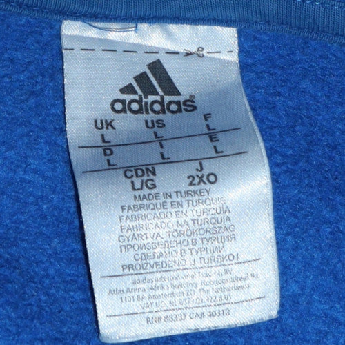 Adidas Men’s Blue Pullover Hoodie L Logo Fleece Sweatshirt