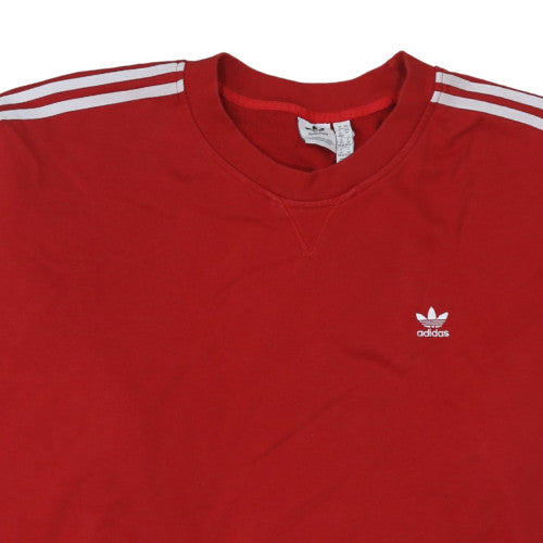 Adidas Women Red Crew Neck Pullover Sweatshirt 4XL Relaxed Fit