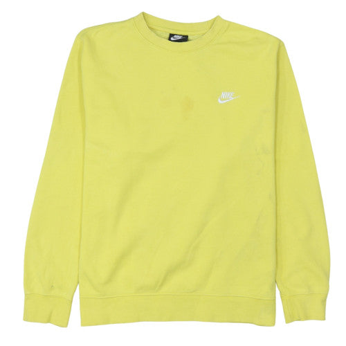 Nike Women Yellow Crew Neck Sweatshirt L Cotton Blend Casual