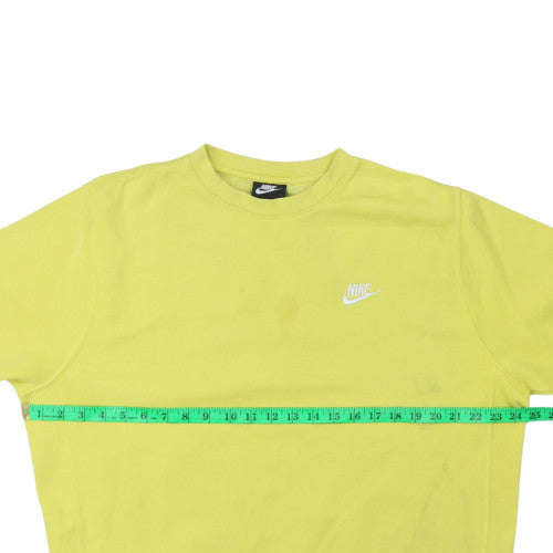 Nike Women Yellow Crew Neck Sweatshirt L Cotton Blend Casual