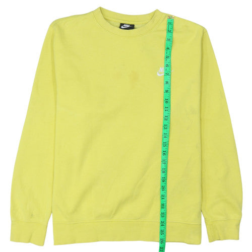 Nike Women Yellow Crew Neck Sweatshirt L Cotton Blend Casual