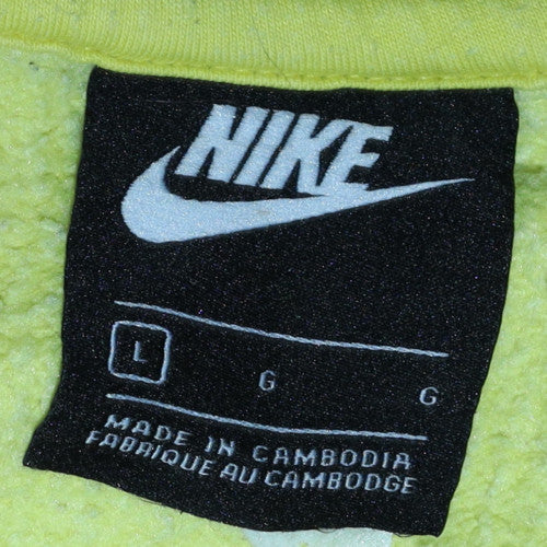 Nike Women Yellow Crew Neck Sweatshirt L Cotton Blend Casual