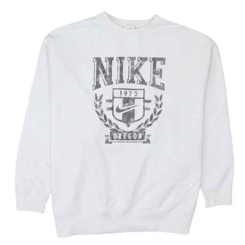 Nike Men's White Pullover Sweatshirt S Crew Neck Graphic Retro