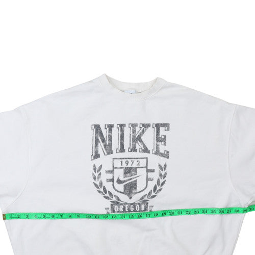 Nike Men's White Pullover Sweatshirt S Crew Neck Graphic Retro