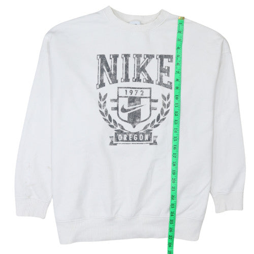 Nike Men's White Pullover Sweatshirt S Crew Neck Graphic Retro