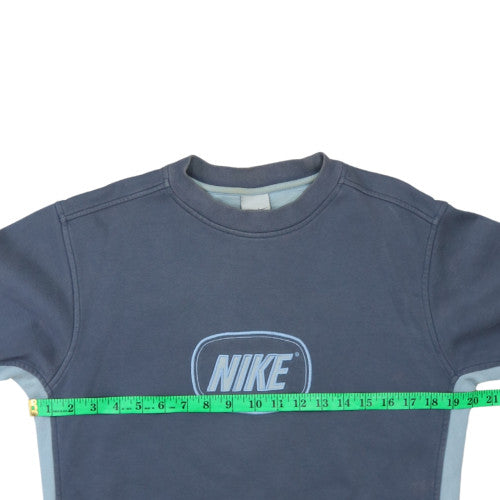 Nike Boys Blue Pullover Sweatshirt Embroidered Logo 6-7 Years Crew Neck
