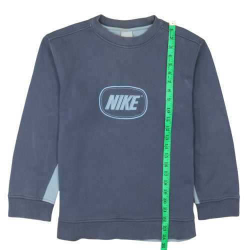 Nike Boys Blue Pullover Sweatshirt Embroidered Logo 6-7 Years Crew Neck