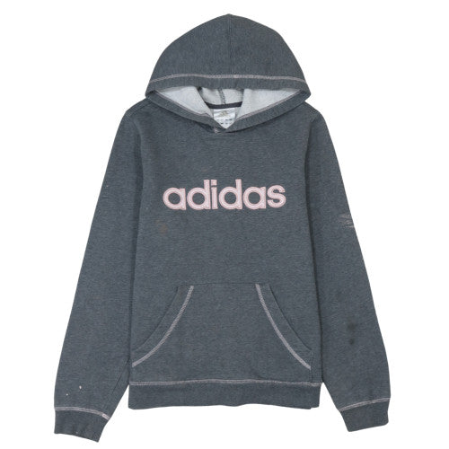Adidas Womens Grey Pullover Hoodie Sweatshirt Size 10 Casual Logo