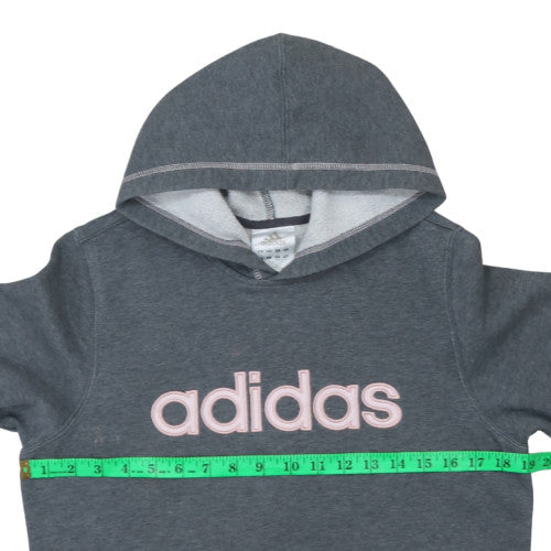 Adidas Womens Grey Pullover Hoodie Sweatshirt Size 10 Casual Logo