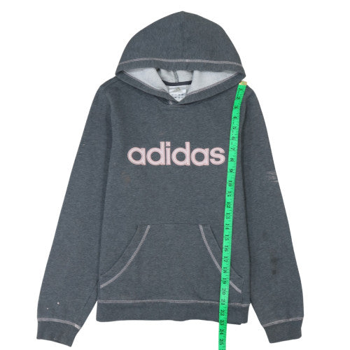 Adidas Womens Grey Pullover Hoodie Sweatshirt Size 10 Casual Logo