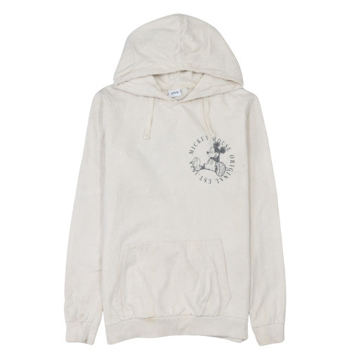 Disney Women Beige Mickey Mouse Pullover Hoodie Size 10 M Cotton