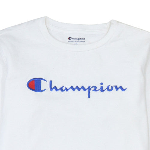 Champion Women's White XL Pullover Sweatshirt with Logo Embroidery
