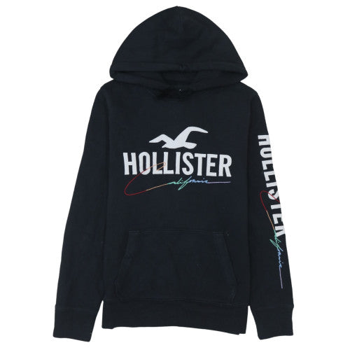 Hollister Womens Black Small Pullover Hoodie With Logo Print