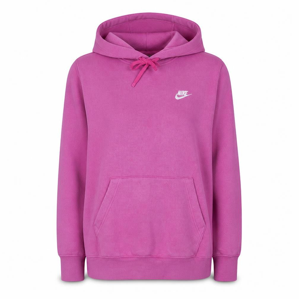 Front view of Nike Women Pink Pullover Hoodie Medium Fleece Casual Sweatshirt