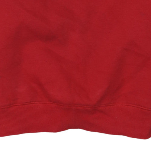 Calvin Klein Jeans Women Red Cotton Sweatshirt M Logo Crew Neck Pullover