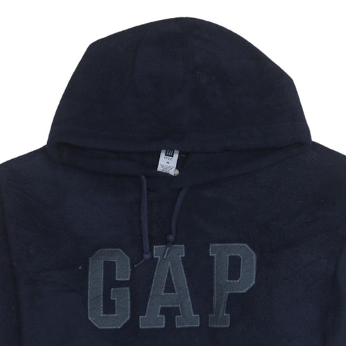 GAP Men Blue Fleece Pullover Hoodie M Logo Sweatshirt