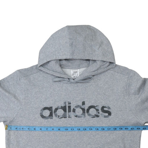Adidas Mens Grey Pullover Hoodie L Logo Print Sweatshirt