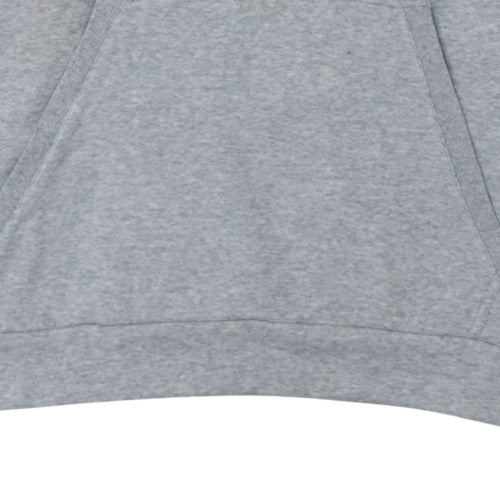 Adidas Mens Grey Pullover Hoodie L Logo Print Sweatshirt