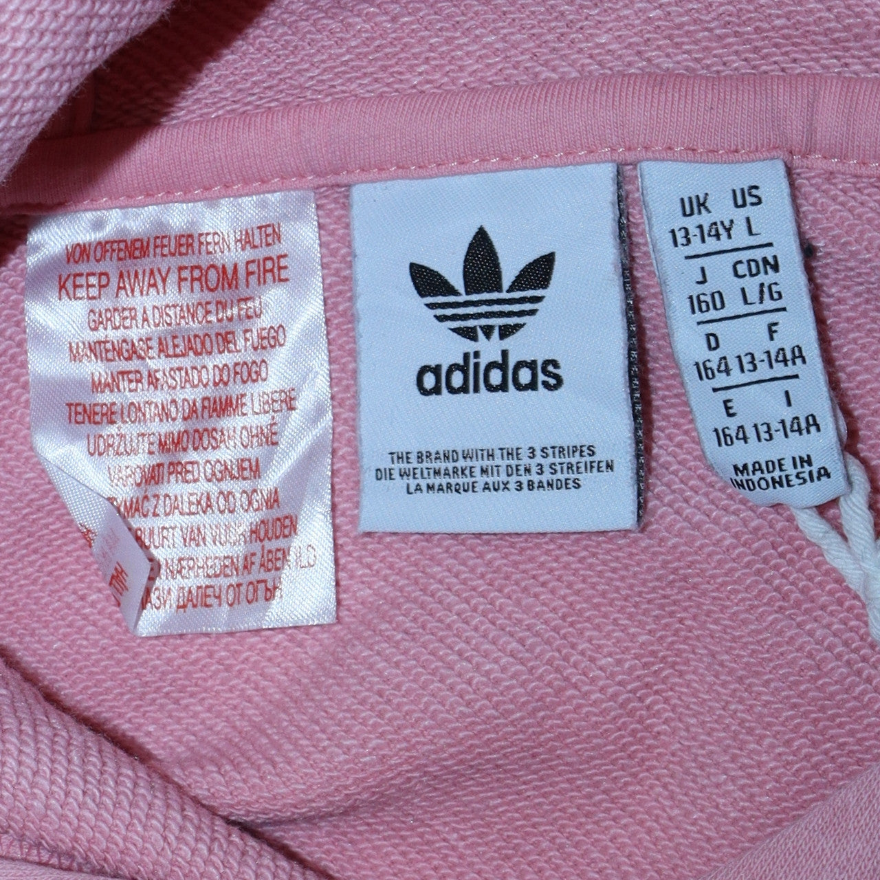 Adidas Girls Pink Pullover Hoodie 13-14 Years Long Sleeve Sportswear