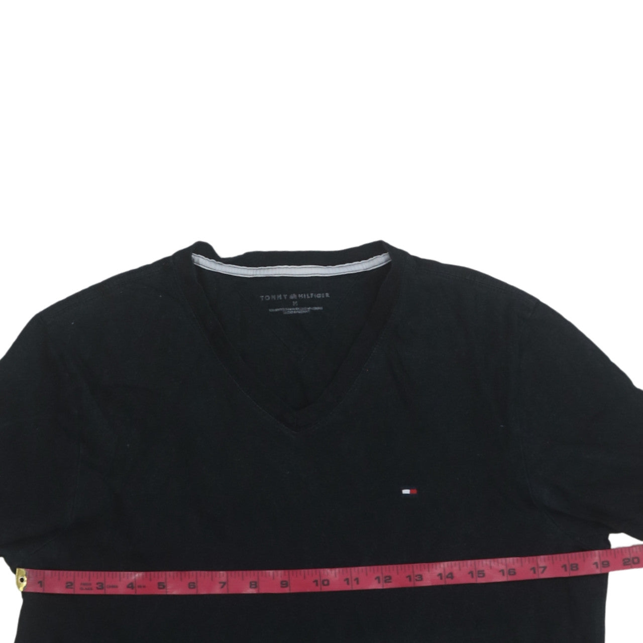 Tommy Hilfiger Men's Black V-Neck Short Sleeve Cotton T-Shirt M