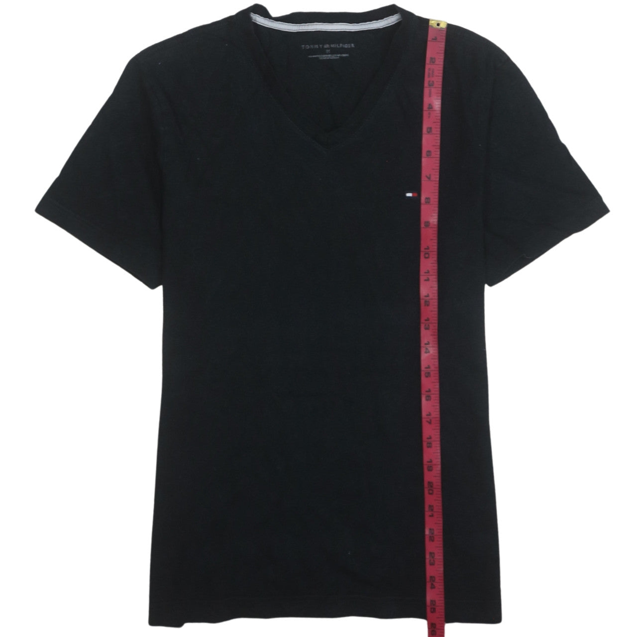 Tommy Hilfiger Men's Black V-Neck Short Sleeve Cotton T-Shirt M