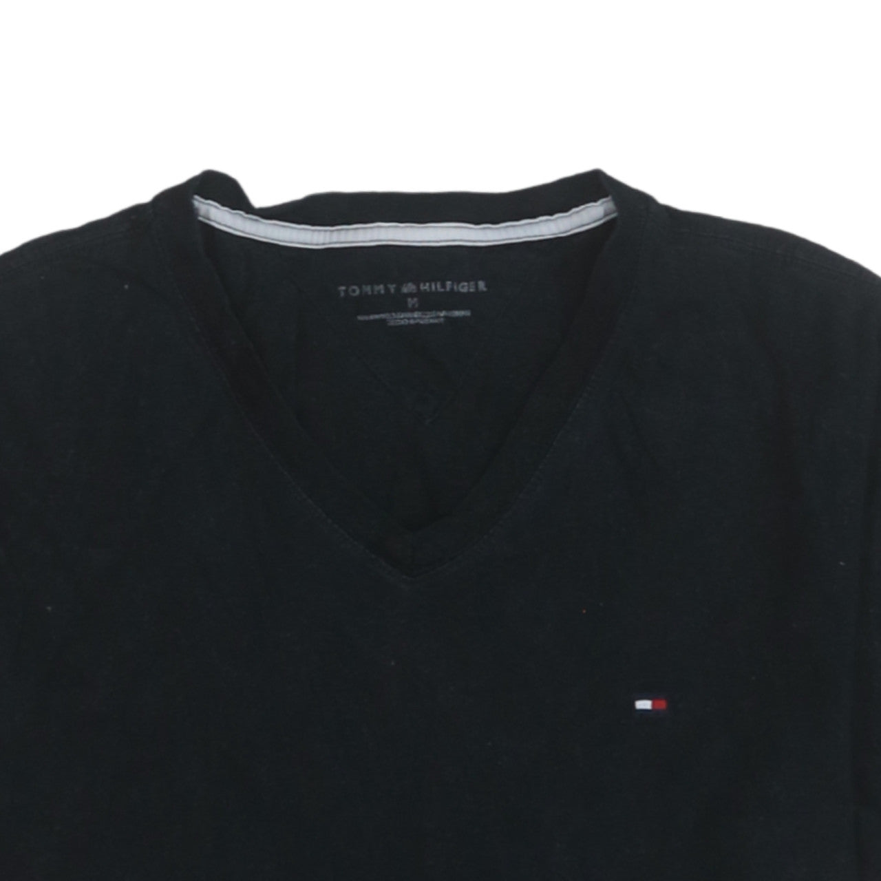 Tommy Hilfiger Men's Black V-Neck Short Sleeve Cotton T-Shirt M