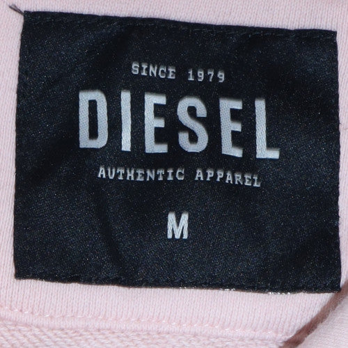 Diesel Women’s Pink Blue Colourblock Pullover Hoodie Size M