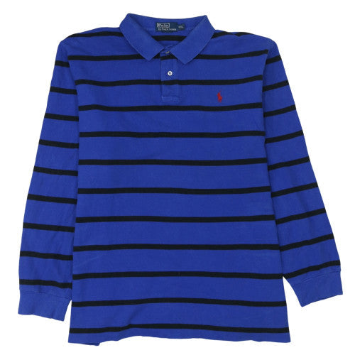 Ralph Lauren Men's Blue Striped Long Sleeve Polo Shirt 2XL