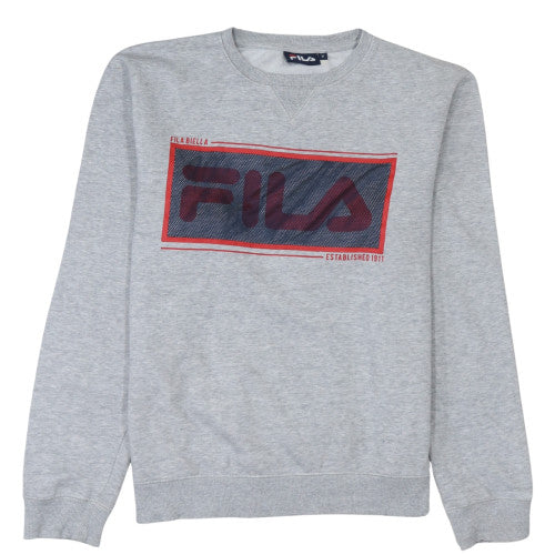 Fila Women's Grey Logo Pullover Sweatshirt M Casual Cotton Blend