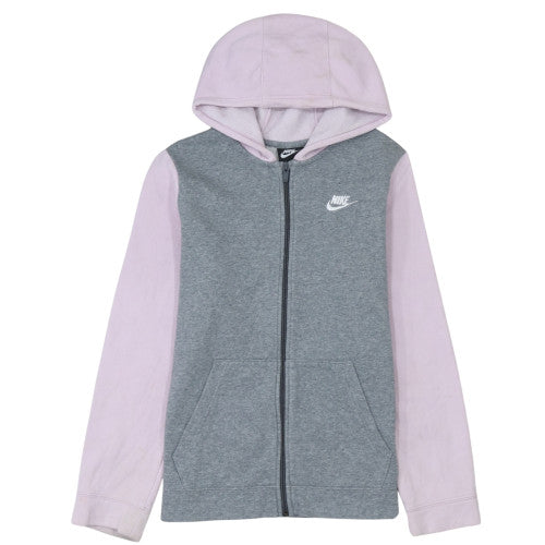 Nike Girls Grey & Pink Full Zip Fleece Hoodie XL 158-170cm Casual Sweatshirt