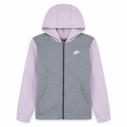 Nike Girls Grey & Pink Full Zip Fleece Hoodie XL 158-170cm Casual Sweatshirt