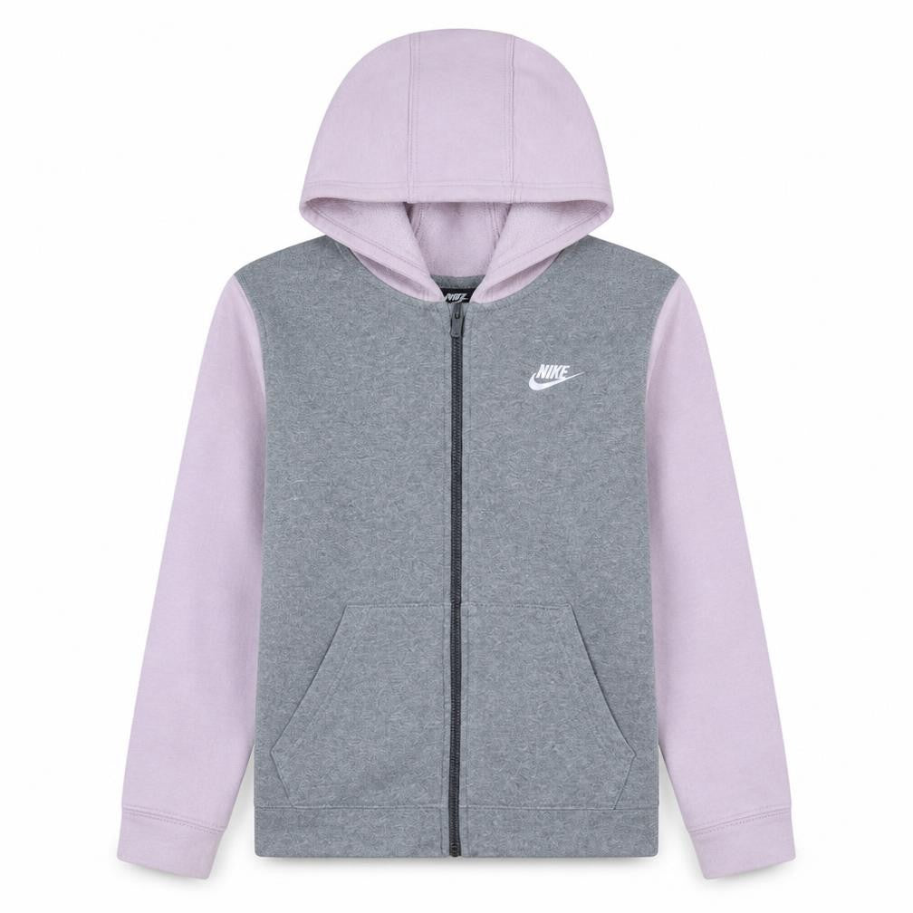 Nike Girls Grey & Pink Full Zip Fleece Hoodie XL 158-170cm Casual Sweatshirt
