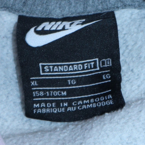 Nike Girls Grey & Pink Full Zip Fleece Hoodie XL 158-170cm Casual Sweatshirt