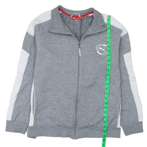 Puma Men's Grey Full Zip Sweatshirt Size M with Logo Design