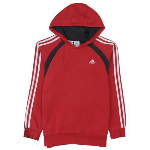 Adidas Boys Red Pullover Hoodie 9-10 Years Cotton Blend Classic Fit