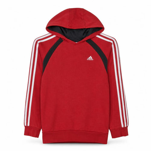 Adidas Boys Red Pullover Hoodie 9-10 Years Cotton Blend Classic Fit