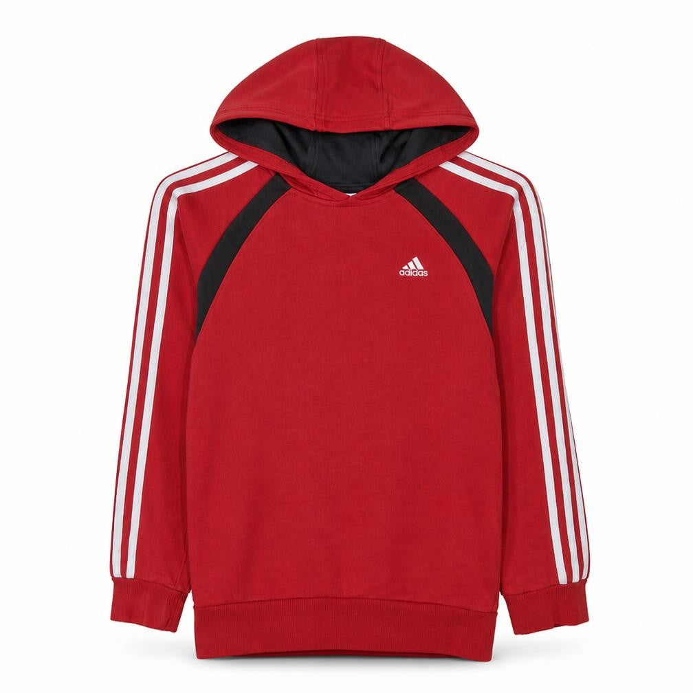 Adidas Boys Red Pullover Hoodie 9-10 Years Cotton Blend Classic Fit