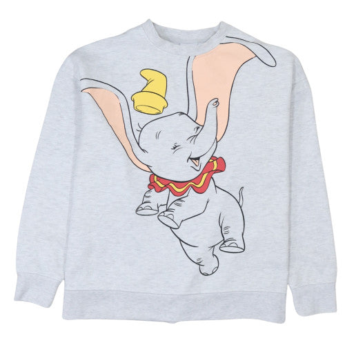 Disney Women Grey Dumbo Sweatshirt M 12/14 Crew Neck Pullover