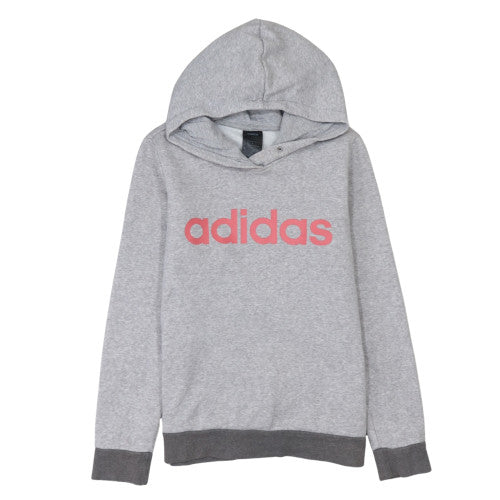 Adidas Womens Grey Pullover Hoodie Small Cotton Blend Casual