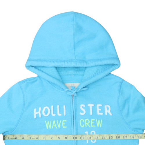 Hollister Women Blue Full Zip Hoodie Medium Wave Crew Logo