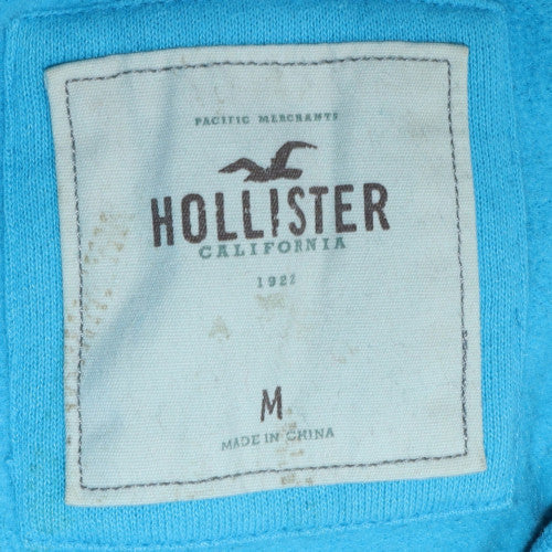 Hollister Women Blue Full Zip Hoodie Medium Wave Crew Logo