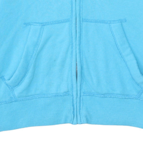 Hollister Women Blue Full Zip Hoodie Medium Wave Crew Logo