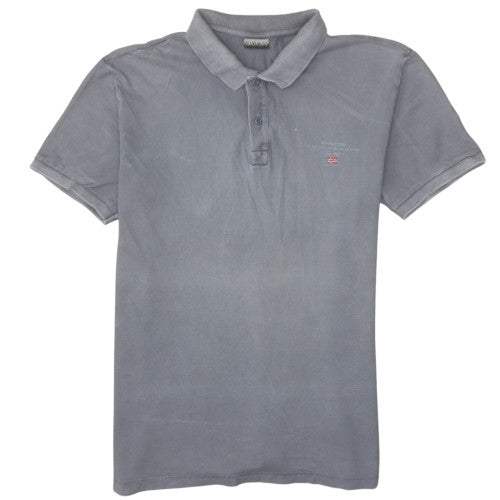 Napapijri Men's Grey Cotton Polo Shirt Size M Regular Fit