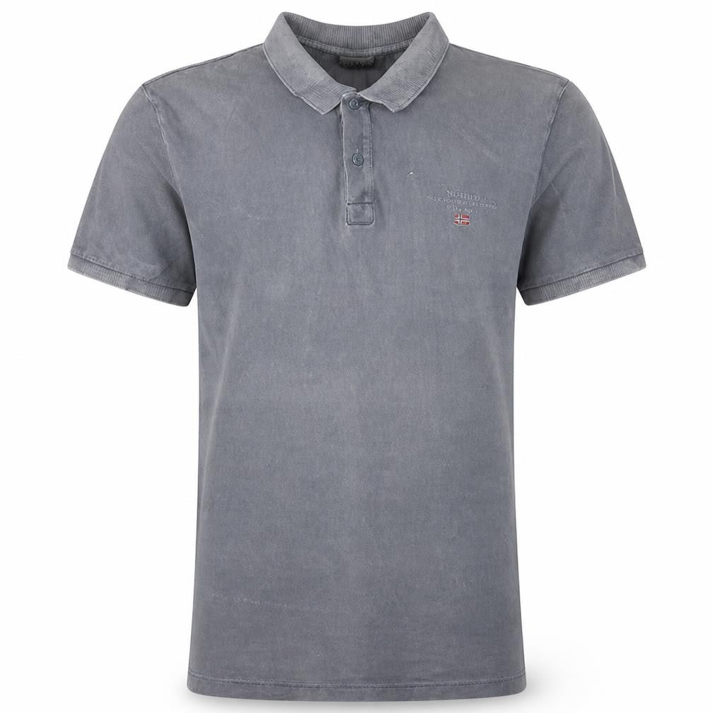 Napapijri Men's Grey Cotton Polo Shirt Size M Regular Fit