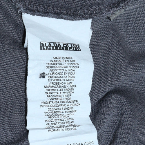 Napapijri Men's Grey Cotton Polo Shirt Size M Regular Fit