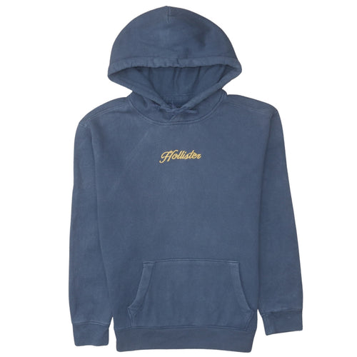 Hollister Men's Blue Pullover Hoodie XS Embroidered Logo Fleece