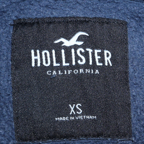 Hollister Men's Blue Pullover Hoodie XS Embroidered Logo Fleece