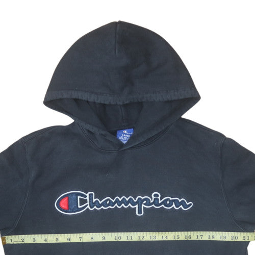 Champion Men's Black Large Pullover Hoodie 100% Cotton Logo Sweatshirt