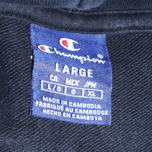 Champion Men's Black Large Pullover Hoodie 100% Cotton Logo Sweatshirt